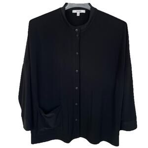 SYMPLI Cardigan Jacket Size 10 Black Slinky Knit Stretch Comfort Casual Career